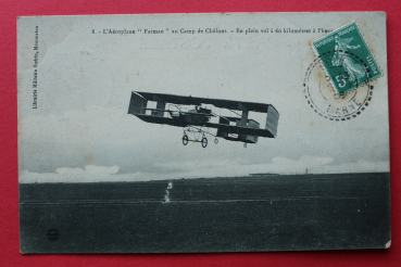 Ansichtskarte AK Camp de Chálons 1908 Farman Aéroplane Flugzeug Frankreich France 51 Marne
